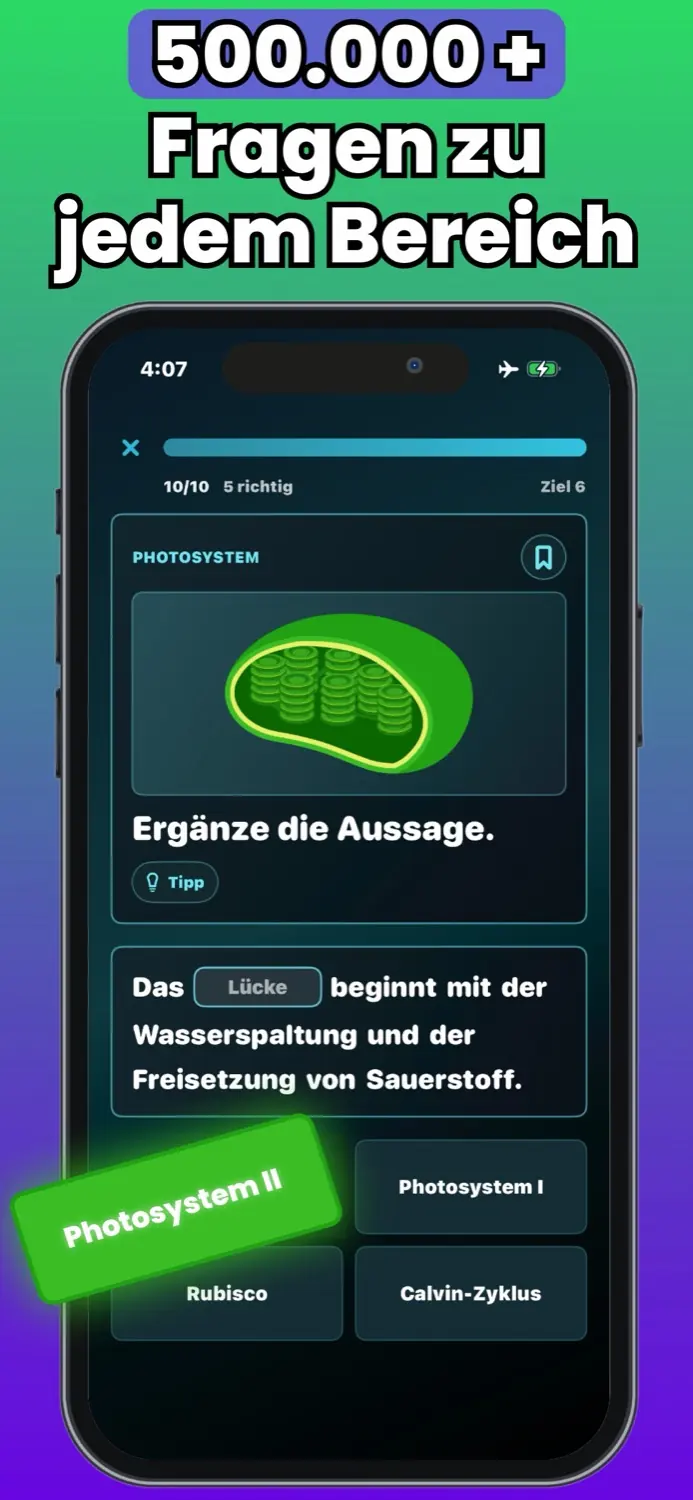 Medizinischer Lückentext mit Antwortoptionen in Medizingo